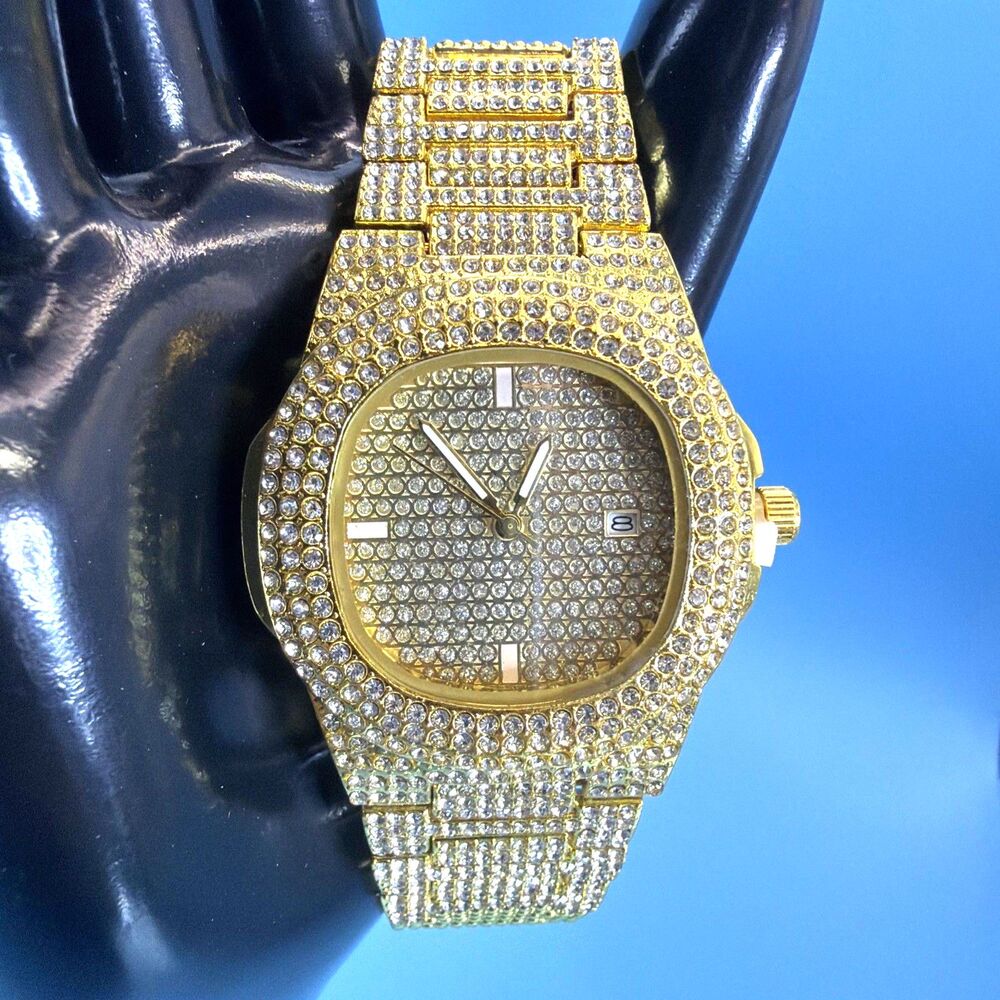 Men's ICED OUT Octagonal Luxury Watch, Day Display, 42mm XZ-15